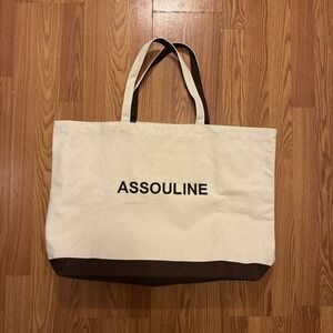 Assouline Ultimate Large Brown Canvas Tote Shopper/Book Bag 25"x 8"x 14